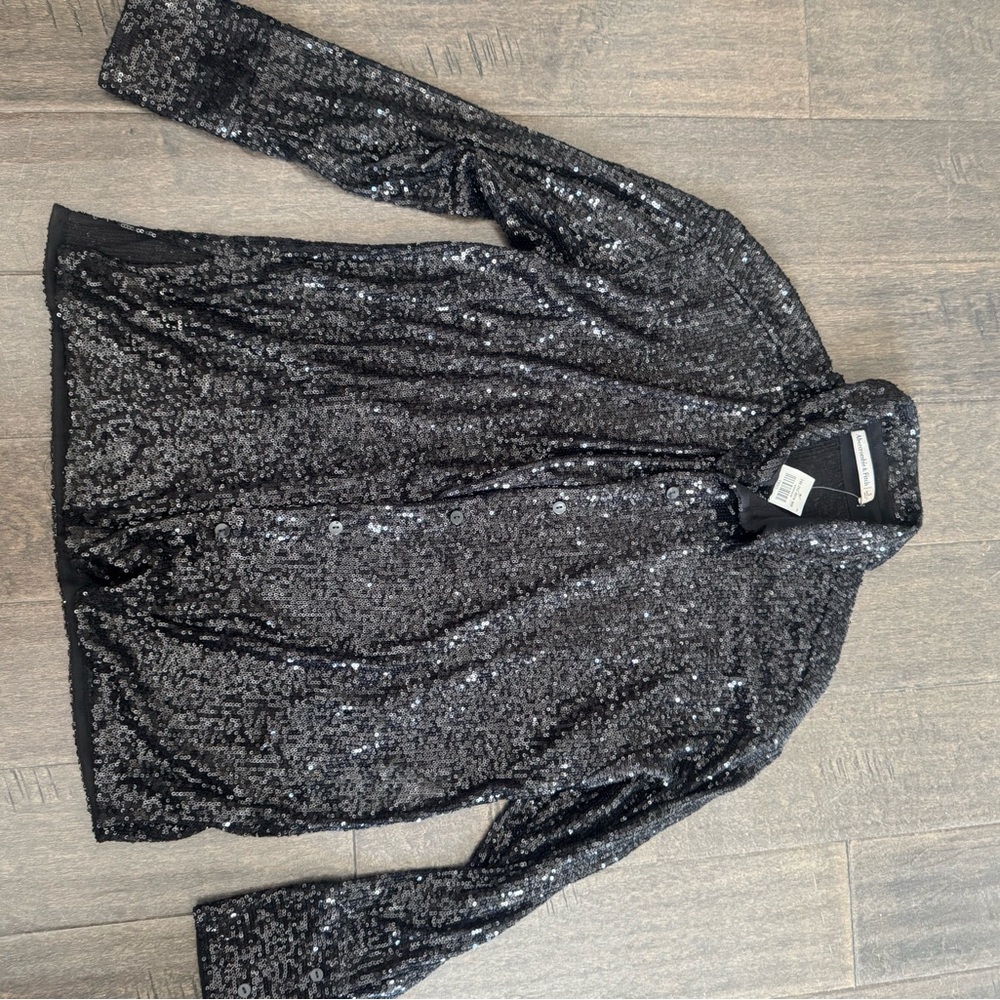 Abercrombie & Fitch Black Sequin Button-Up Shirt